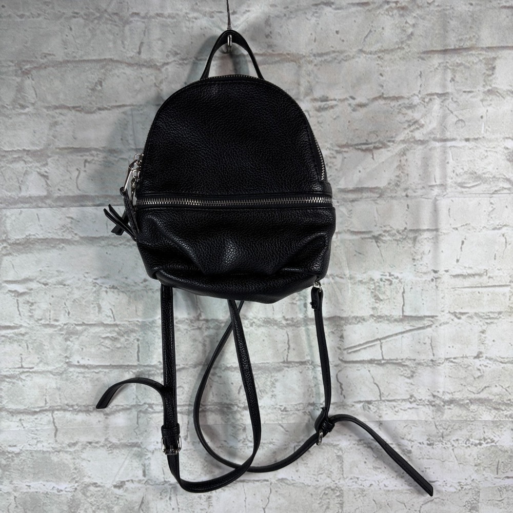 Steve Madden black faux-pebbled leather mini backpack silver hardware
